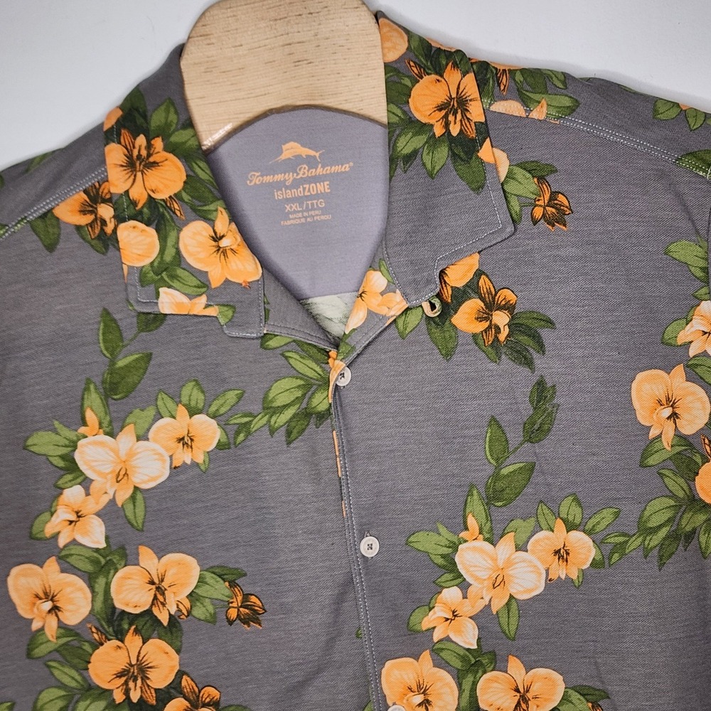 Tommy Bahama Island Zone Button-Up‎ Shirt Pima Cotton Hibiscus Men's XXL